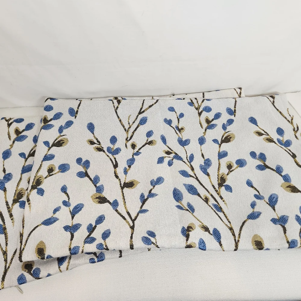 2 Lot YOUR SMILE Classical Embroidery Jacquard Blue Decor Throw Pillow Cases